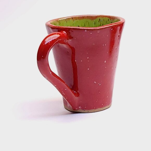 Ceramic Studio Coffee Mug Signed Joan G. Art Pottery Hand Thrown Red Glaze - Picture 3 of 13